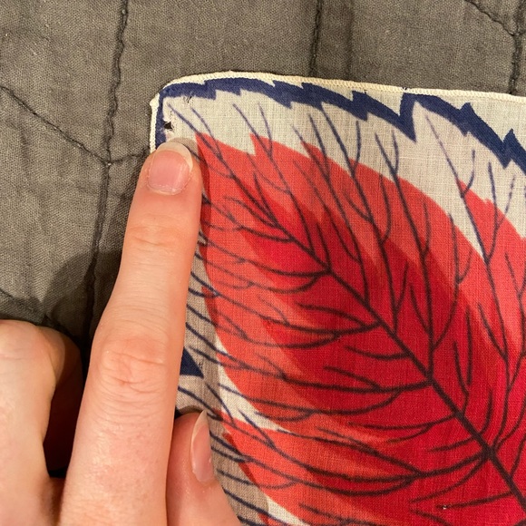 Brilliant Red, White, and Blue Leaf Handkerchief - Picture 5 of 7